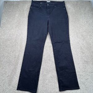 NYDJ Womens Size 14 Black Straight Leg Jeans Lift Tuck Technology Stretch Denim‎